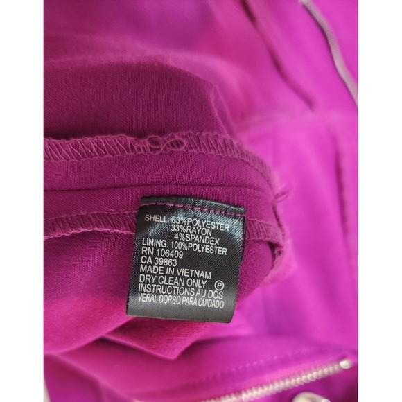 Tahari ASL Purple Zip Front Peplum Style Military Button Blazer Jacket Sz 10 - Picture 3 of 9